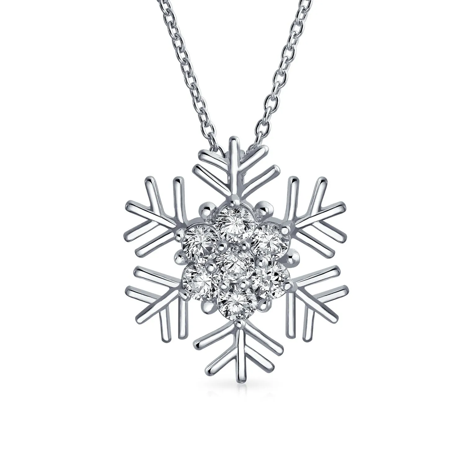 Blue& White CZ Snowflake Dangle Stud Earrings Necklace Pendant Sterling Silver