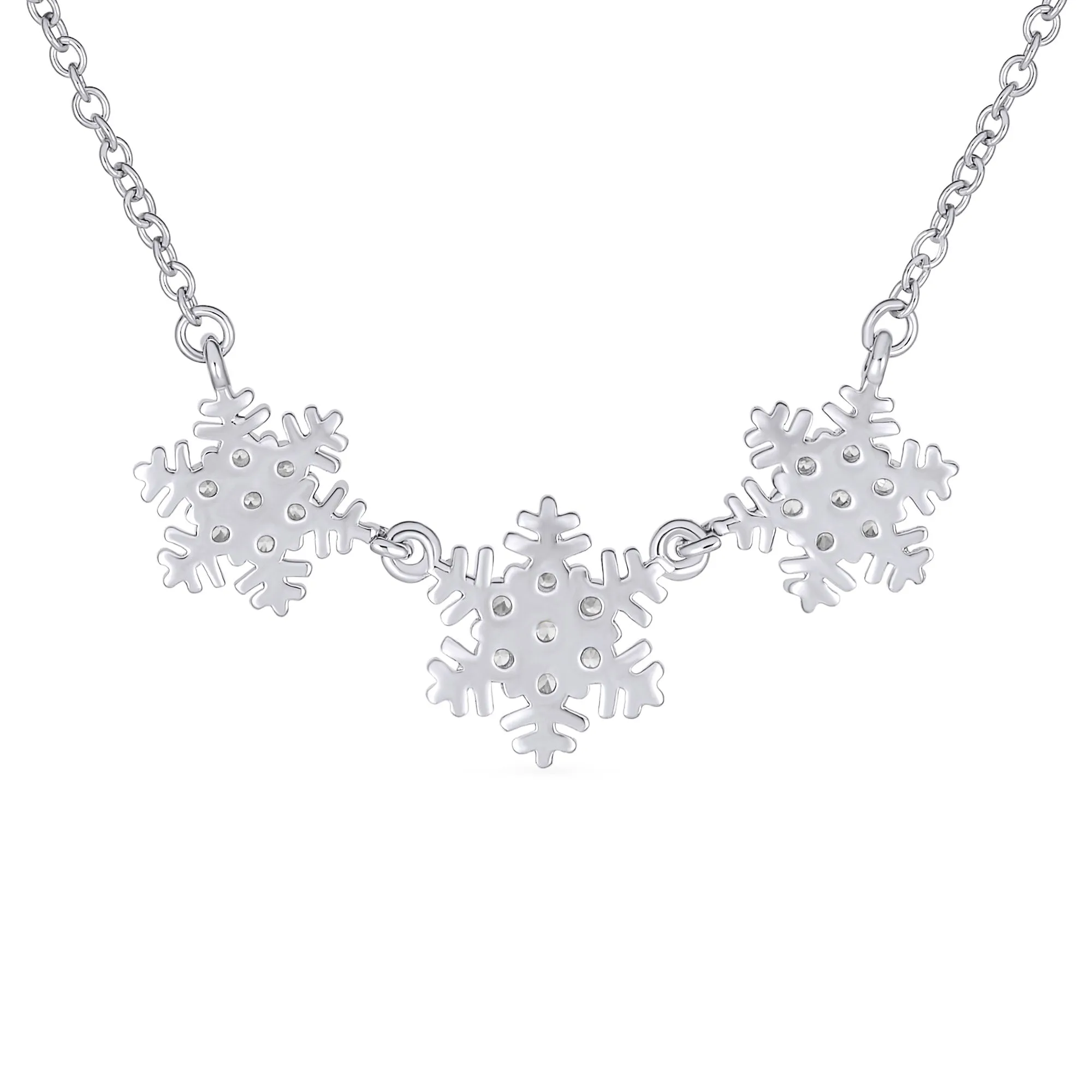 Blue& White CZ Snowflake Dangle Stud Earrings Necklace Pendant Sterling Silver