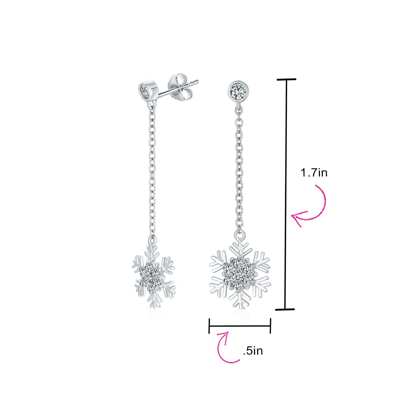 Blue& White CZ Snowflake Dangle Stud Earrings Necklace Pendant Sterling Silver