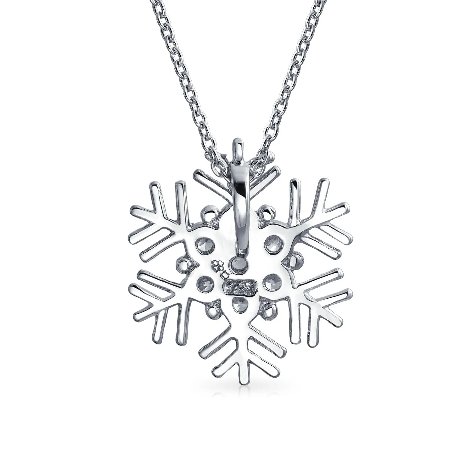 Blue& White CZ Snowflake Dangle Stud Earrings Necklace Pendant Sterling Silver