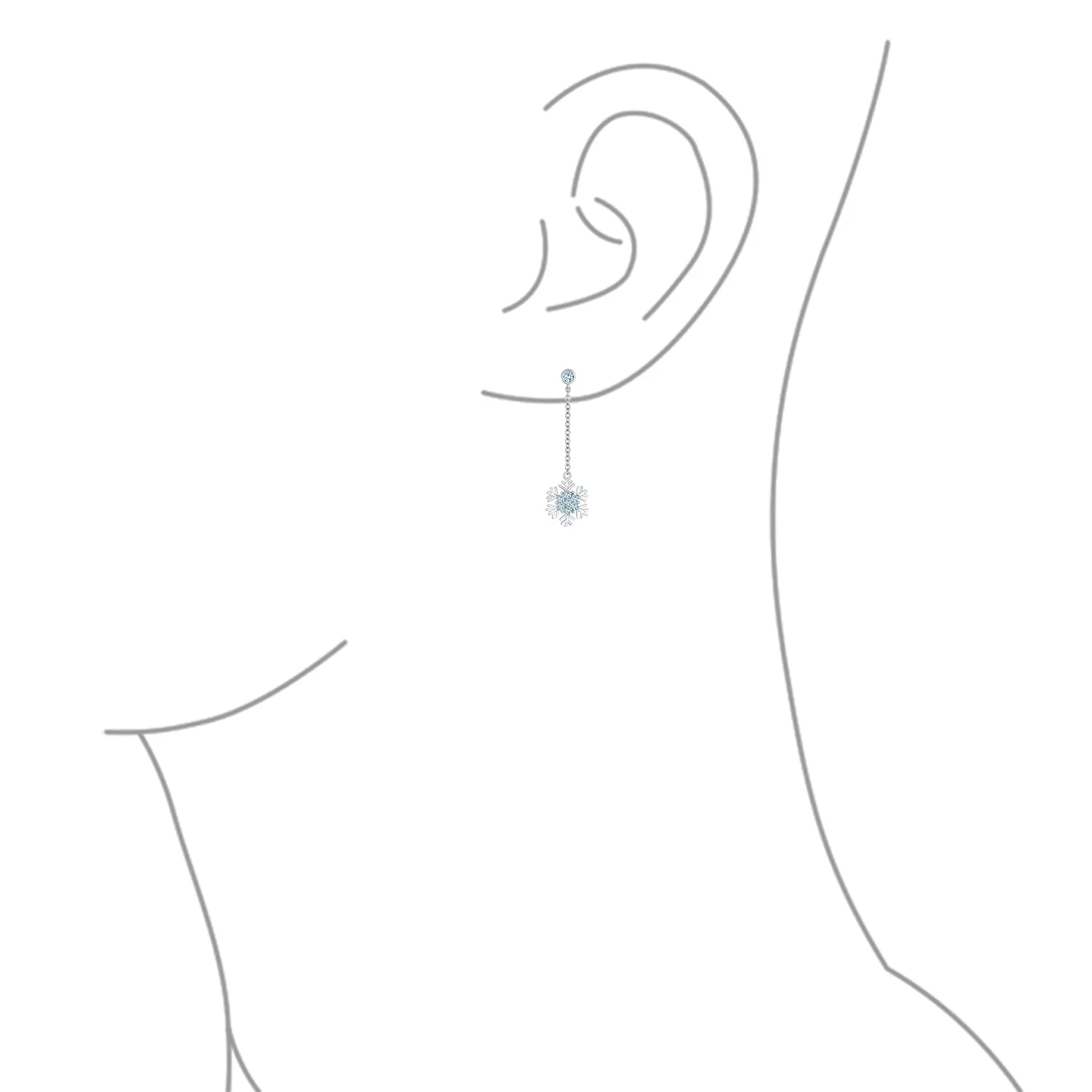 Blue& White CZ Snowflake Dangle Stud Earrings Necklace Pendant Sterling Silver