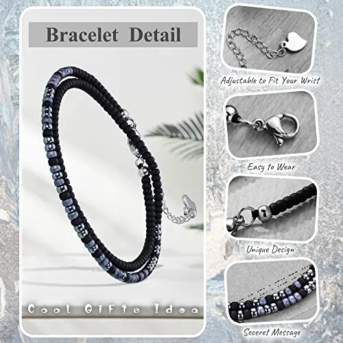 Btysun Best Friend Bracelets for Women Sister Birthday Gifts from Sister Morse Code Bracelets for Women Soul Sister Gifts for Sister in Law Layered Black Braided Bracelet Graduation Jewelry