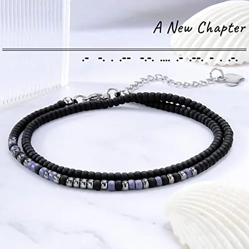 Btysun Best Friend Bracelets for Women Sister Birthday Gifts from Sister Morse Code Bracelets for Women Soul Sister Gifts for Sister in Law Layered Black Braided Bracelet Graduation Jewelry