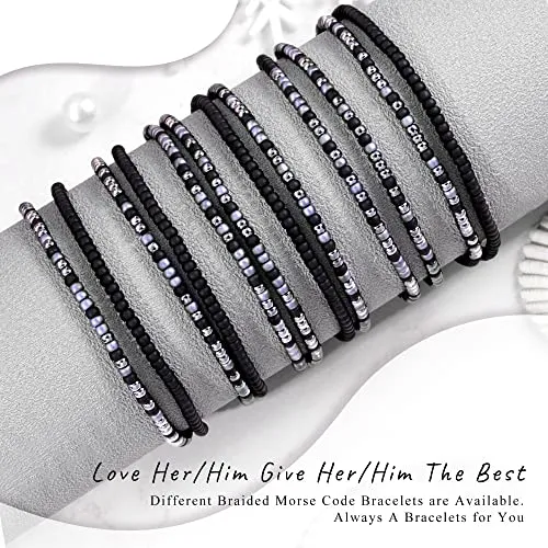 Btysun Best Friend Bracelets for Women Sister Birthday Gifts from Sister Morse Code Bracelets for Women Soul Sister Gifts for Sister in Law Layered Black Braided Bracelet Graduation Jewelry