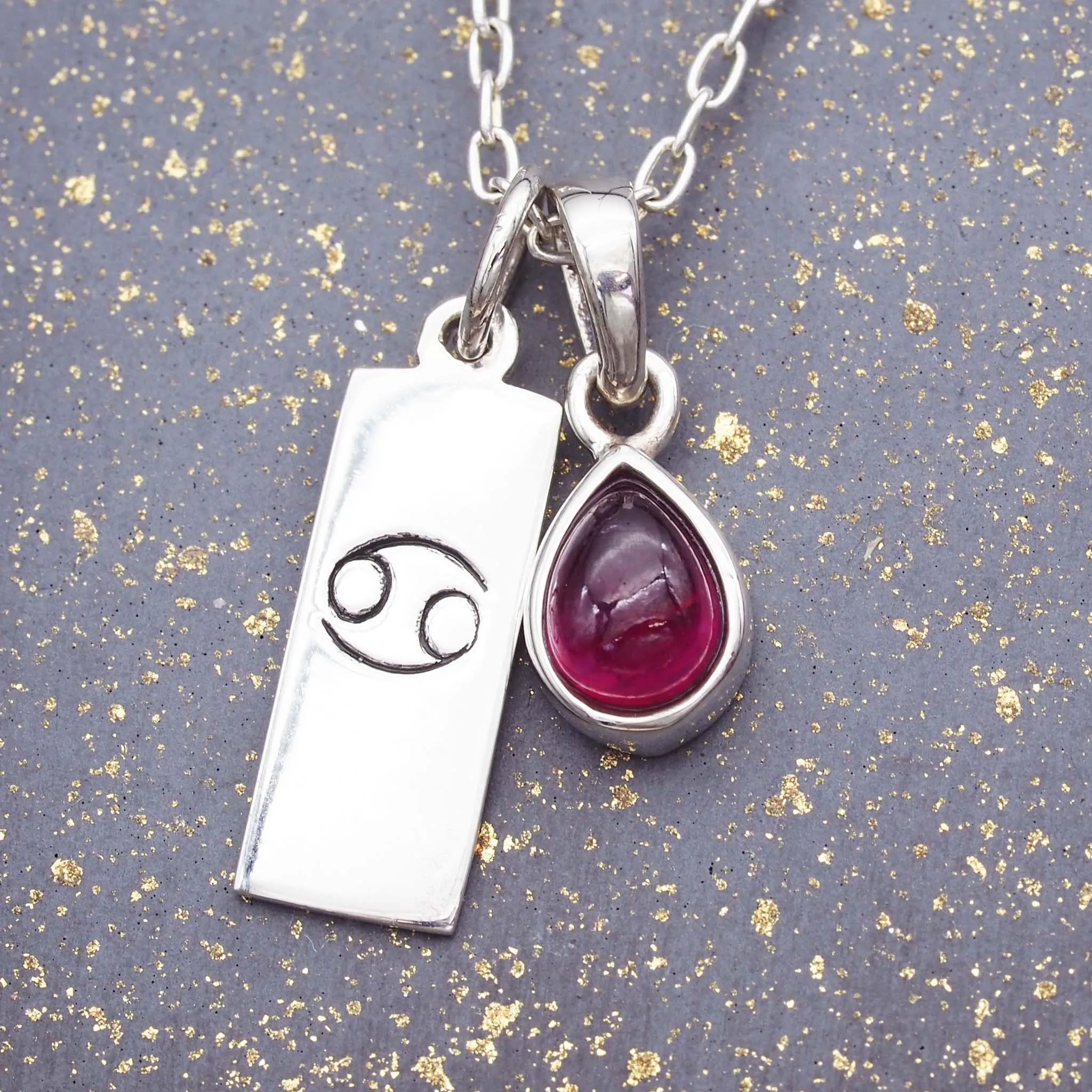 Cancer Star Sign July Birthstone Necklace