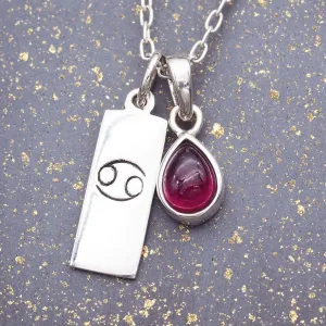 Cancer Star Sign July Birthstone Necklace