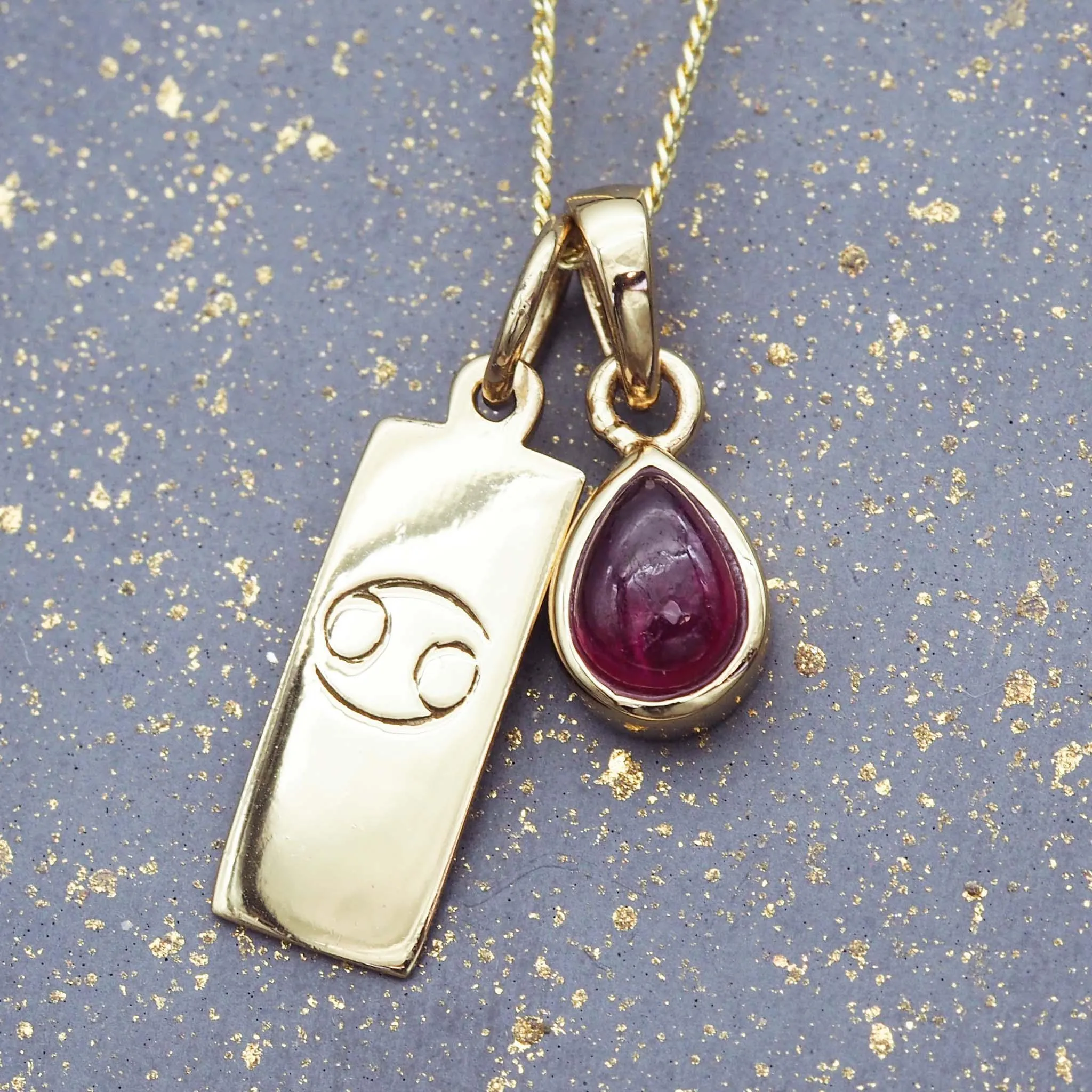 Cancer Star Sign July Birthstone Necklace