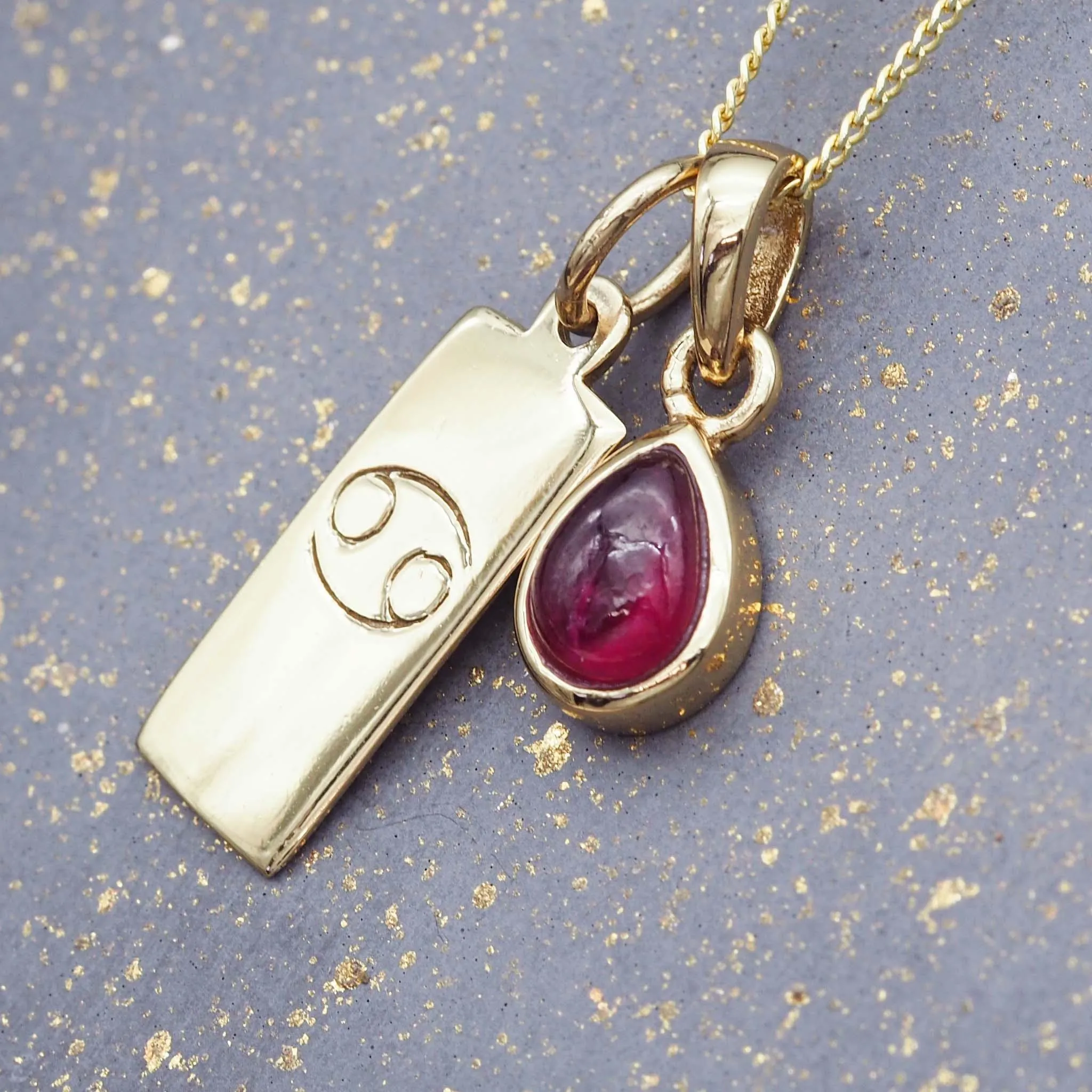 Cancer Star Sign July Birthstone Necklace