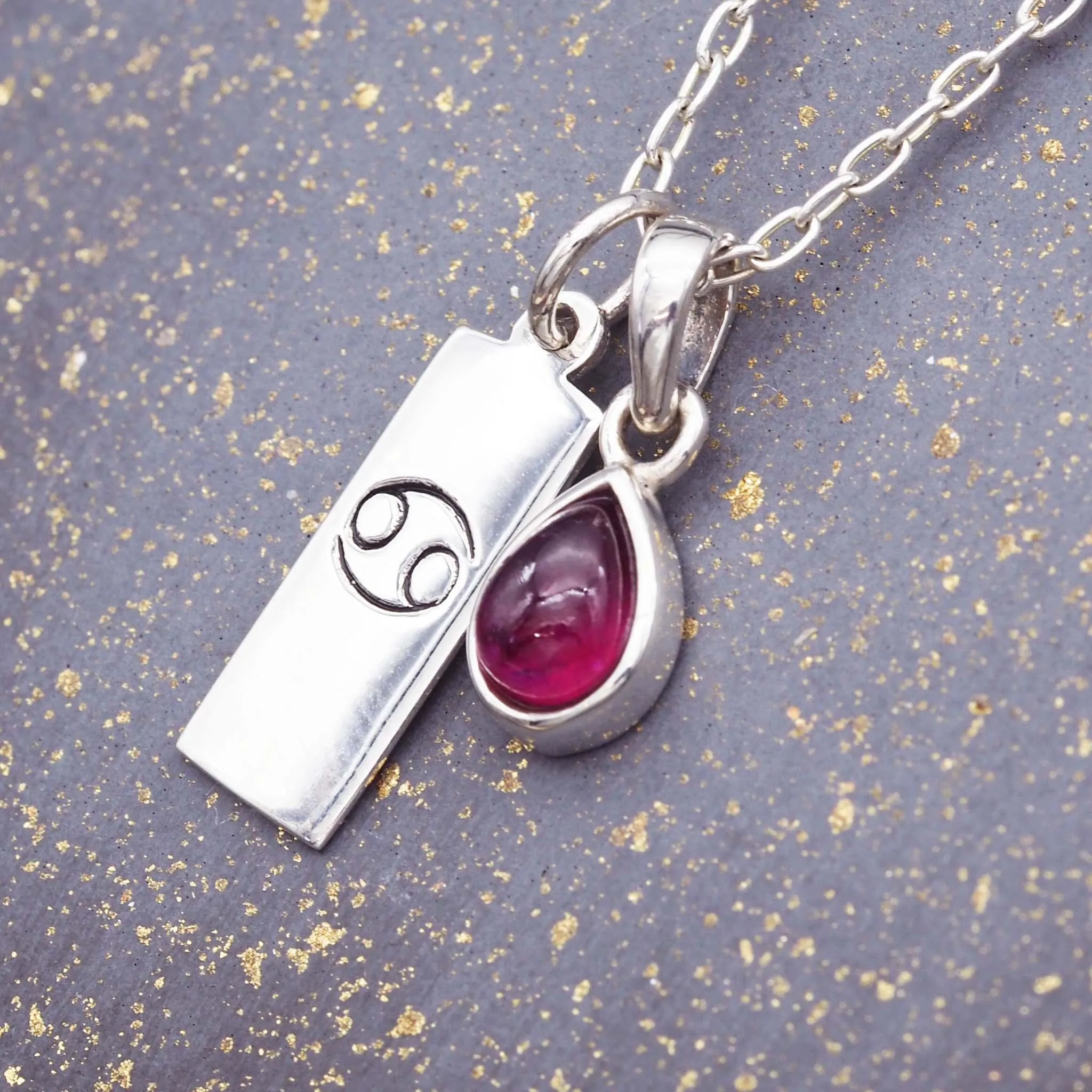 Cancer Star Sign July Birthstone Necklace