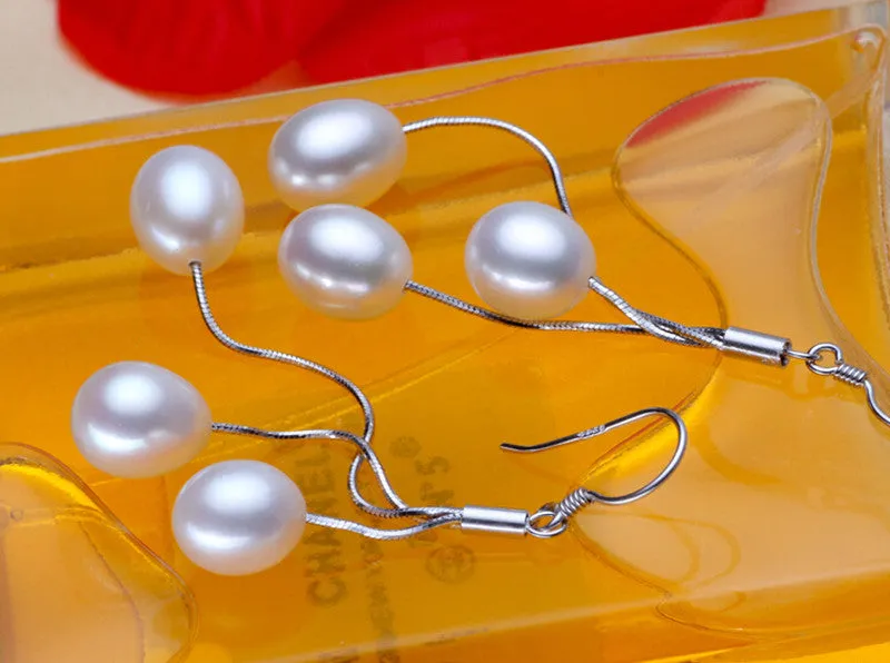 Casual 6-7mm natural freshwater pearl earrings 100% real s925 pure silver jewelry for women high quality white/multi-color
