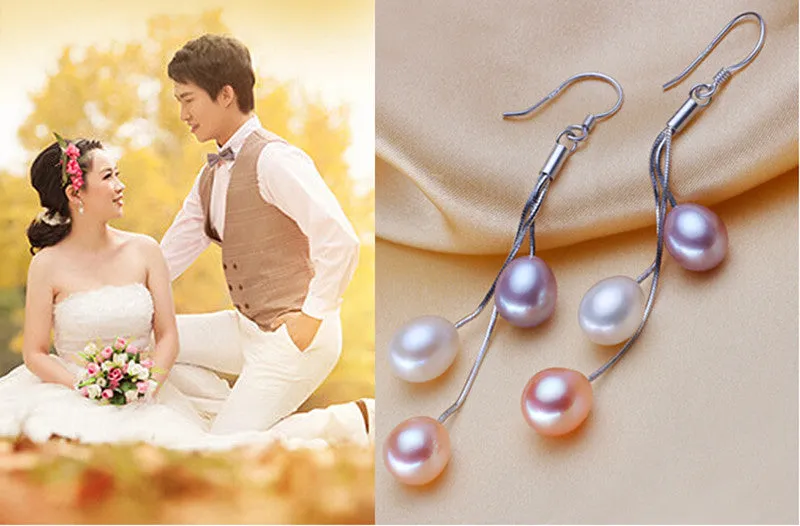 Casual 6-7mm natural freshwater pearl earrings 100% real s925 pure silver jewelry for women high quality white/multi-color