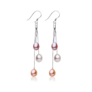 Casual 6-7mm natural freshwater pearl earrings 100% real s925 pure silver jewelry for women high quality white/multi-color