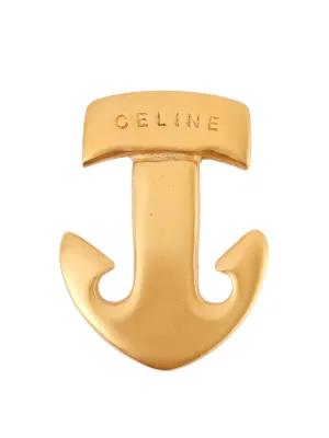 CELINE Anchor Motif Logo Brooch Gold