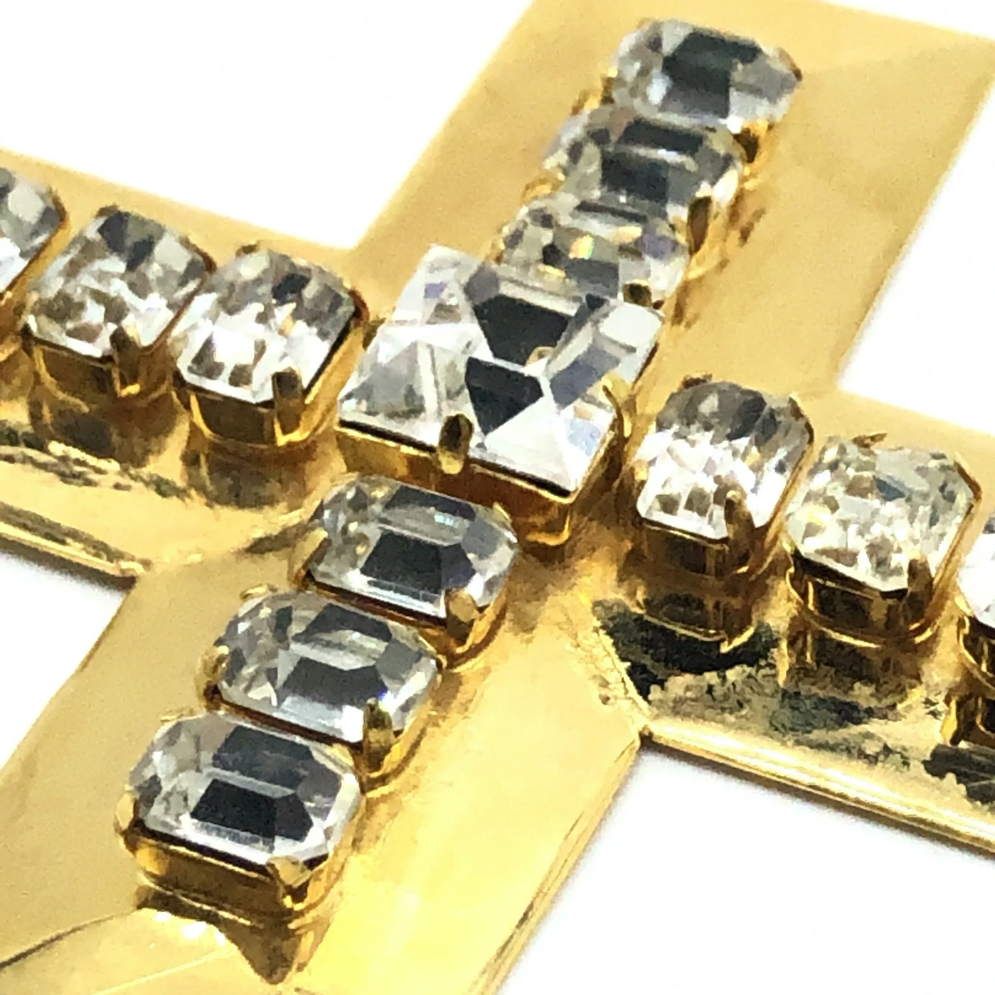 Christian Lacroix Gold Cross Pendant with Crystals