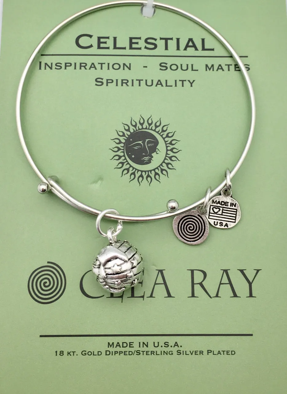 Clea Ray Silver Bangle Bracelets with Inspirational Charms