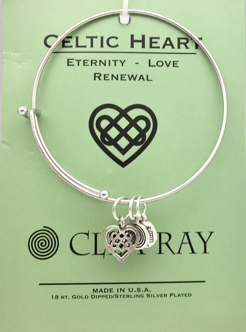 Clea Ray Silver Bangle Bracelets with Inspirational Charms