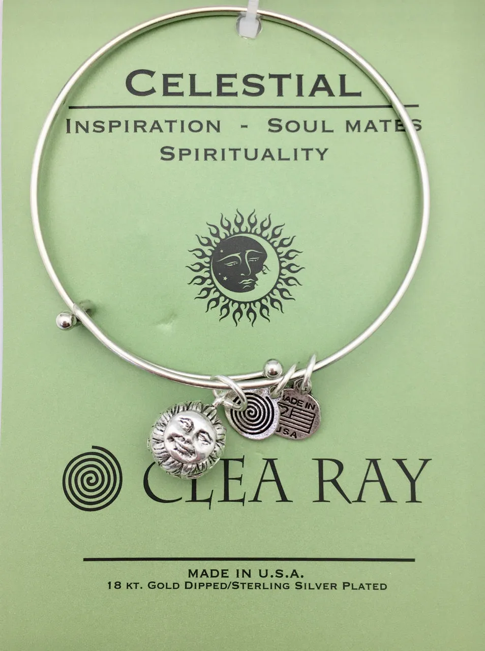 Clea Ray Silver Bangle Bracelets with Inspirational Charms