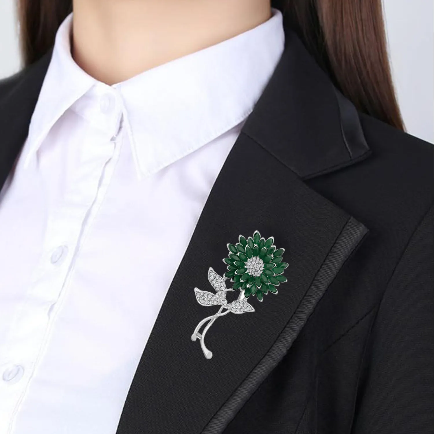 Combo of Leaf and Sunflower Shape Studed Wedding Brooch / Lapel Pin