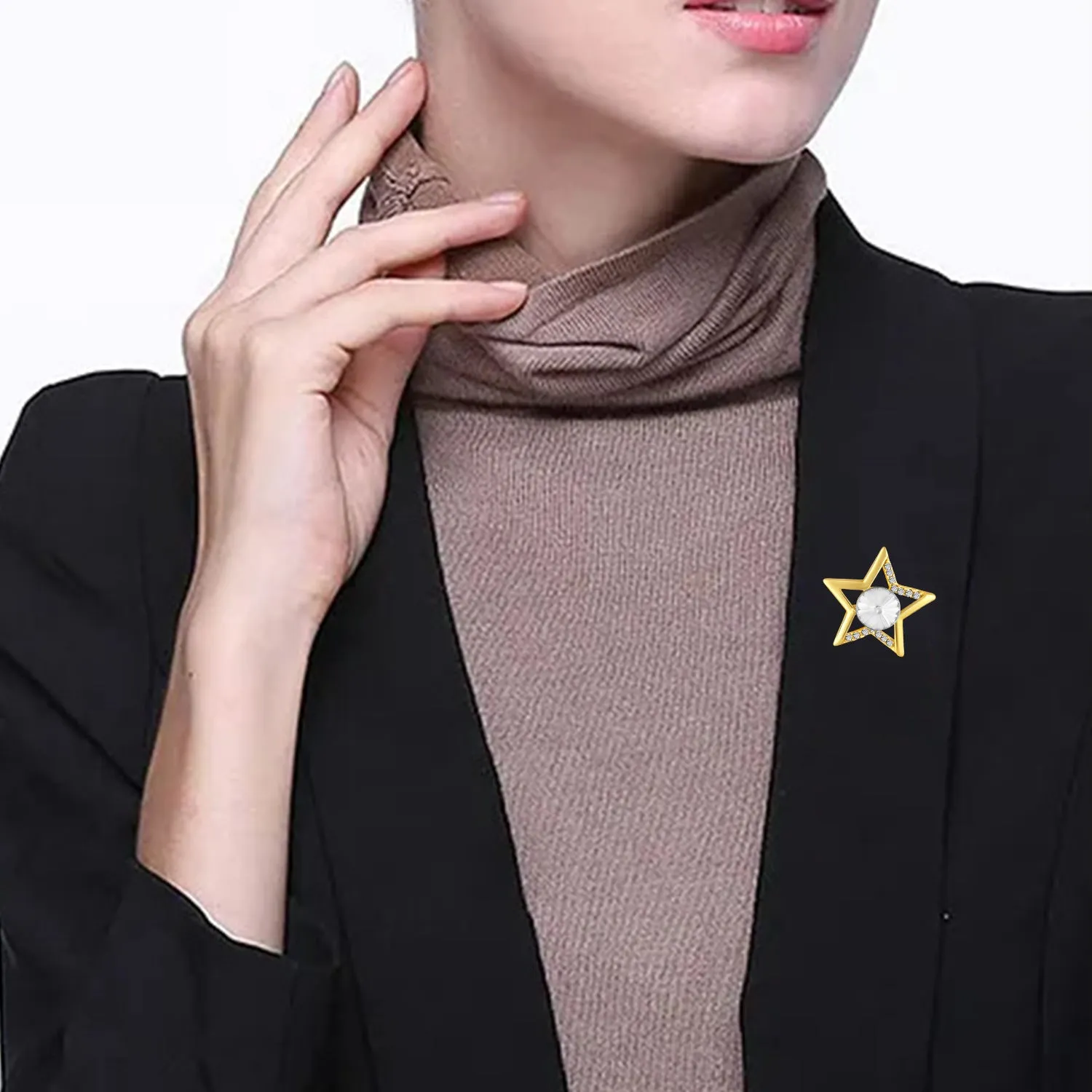Combo on 2 Shiny Crystals Star Unisex Brooch / Lapel Pin