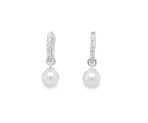 Cultured Pearl Gold Huggie Earrings 7.00 mm