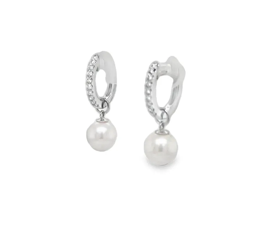 Cultured Pearl Gold Huggie Earrings 7.00 mm