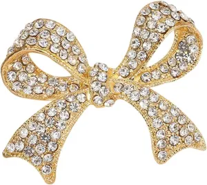 Elegant Crystal Bow Brooch Pin for Women, Vintage Sparkly Rhinestones Brooches Pins, Beautiful Lapel Pins for Dress, Suit, Shirt, Ceremony Clothes Accessories Jewelry