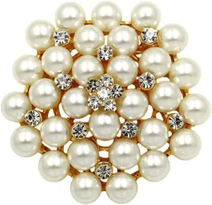 Elegant Imitation Pearl Floral Crystal Flower Brooch Pin Set Rhinestone Scarves Shawl Corsage for Wedding Bridal Clothes Bags Decoration Accessories