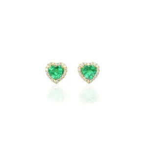 Emerald Halo Heart Earrings