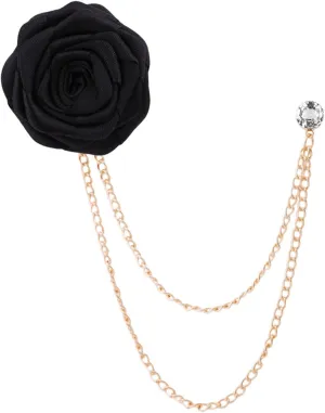 Fashion Bridegroom Wedding Brooches for Men Women Rose Flower Tassel Chain Brooch Pin Fabric Floral Brooch Lapel Pin Clothing Jewelry Accessories
