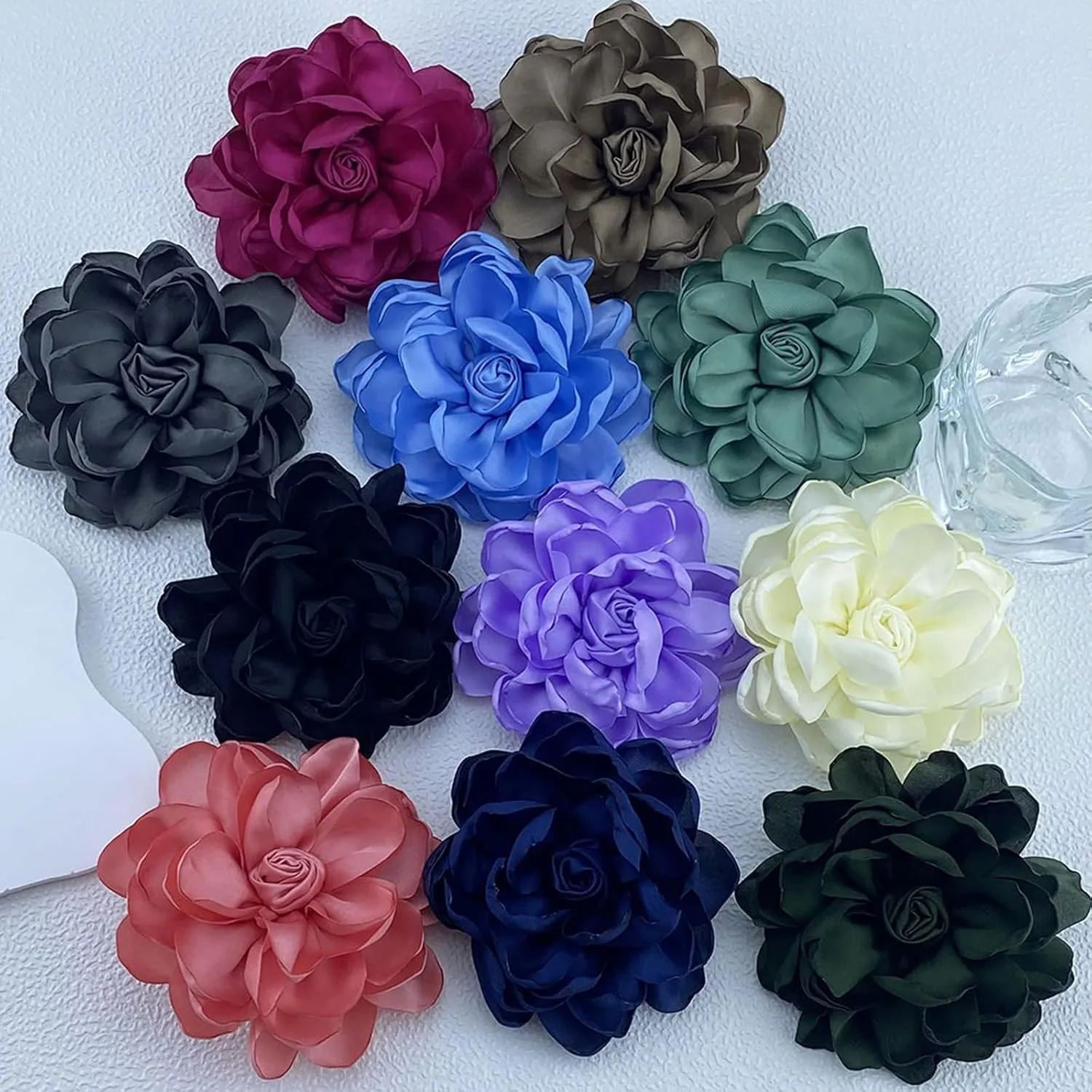 Flower Pins for Clothes Fabric Large Flower Brooches for Women Statement Rose Flower Lapel Pin for Wedding Party Banquet Wedding Guest Dresses Suit Accessories