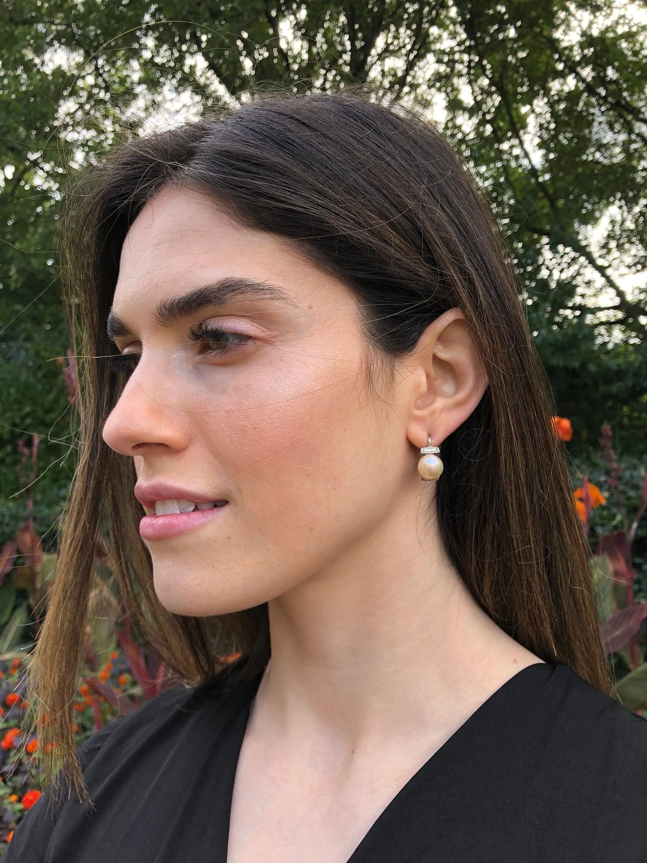 Genuine Pearl Earrings - Black Pearl Earrings, June Birthstone Earrings