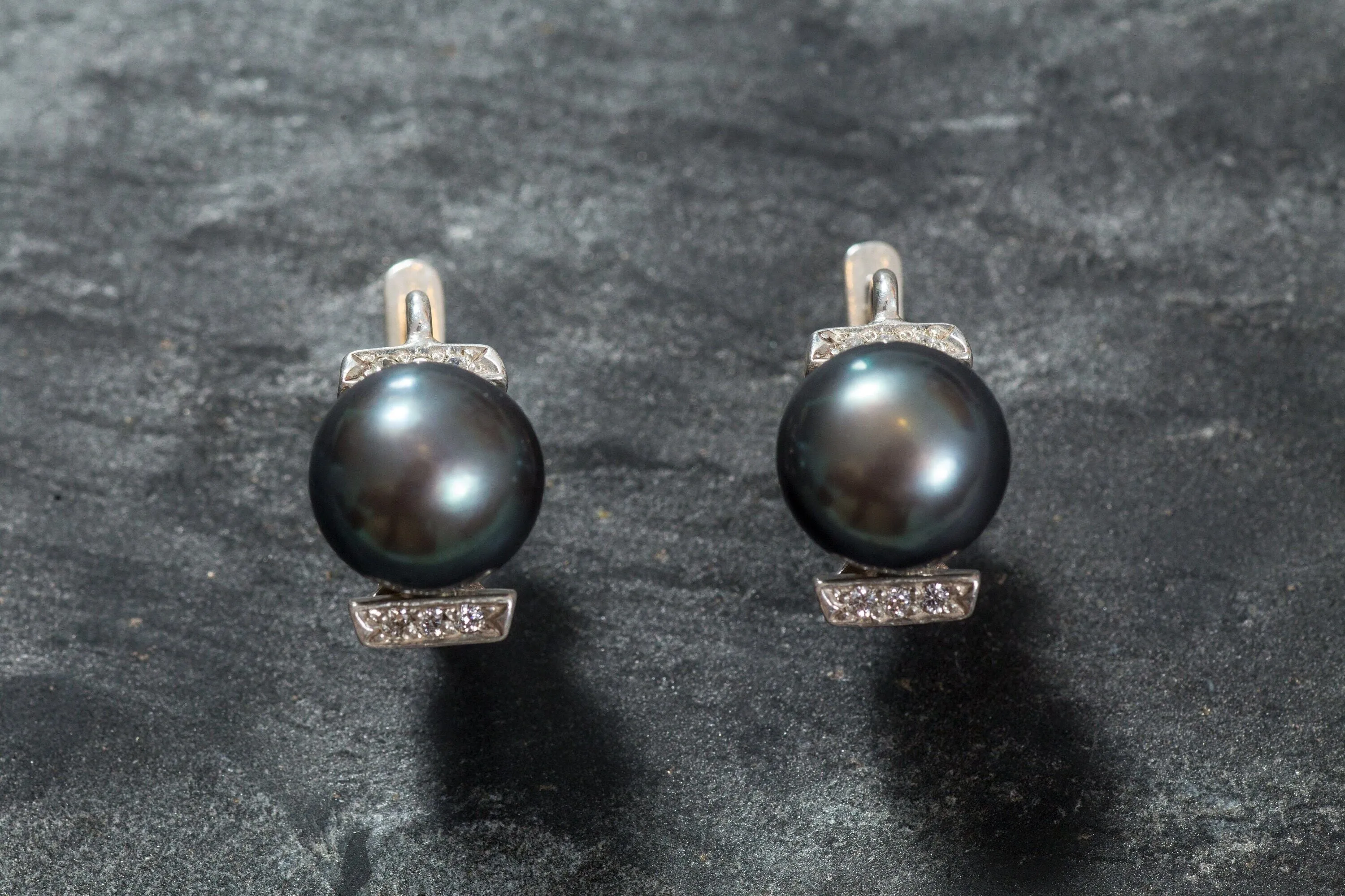 Genuine Pearl Earrings - Black Pearl Earrings, June Birthstone Earrings
