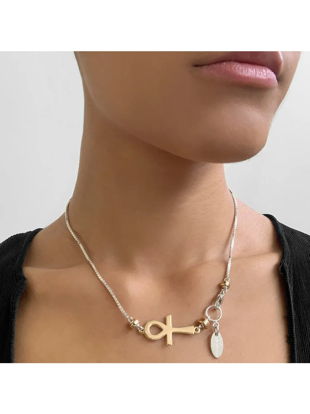 Gold & Silver Ankh Necklace