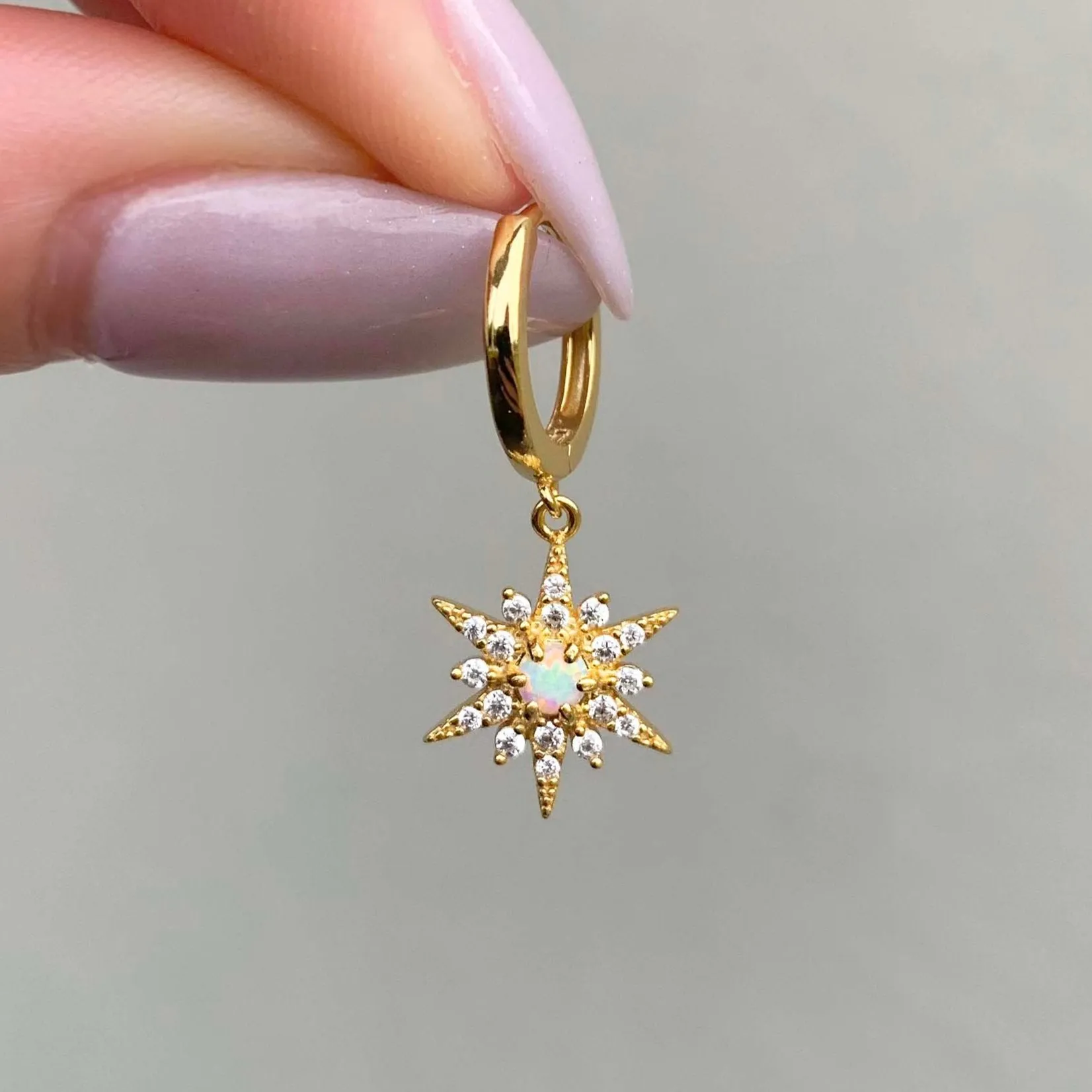 Gold Celestial Opal Earring Set