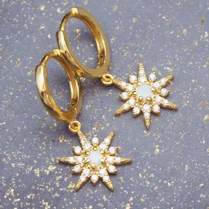 Gold Celestial Opal Earring Set