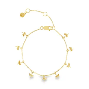 Gold Dancing Dragonflies Bracelet