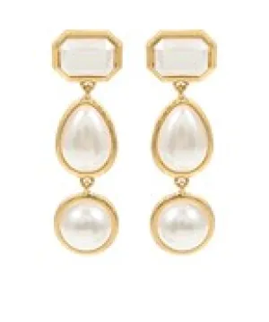 Gold Pearl Shaped Drop Earrings