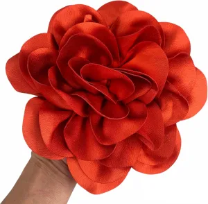 Heyiwell Large Orange Satin Rose Flower Brooches Pins for Wedding Party Dance Dress Suit Clothes Hair Pin DIY Decor 7.5"Inch(190mm)