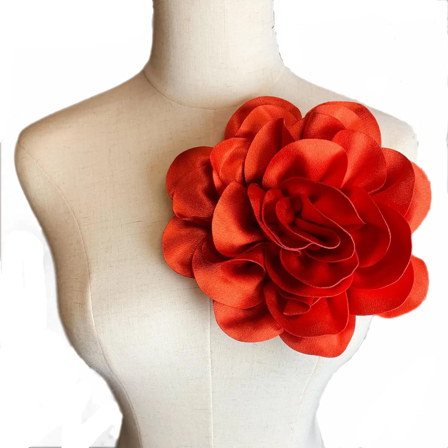 Heyiwell Large Orange Satin Rose Flower Brooches Pins for Wedding Party Dance Dress Suit Clothes Hair Pin DIY Decor 7.5"Inch(190mm)