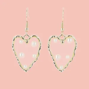 I Kissed A Pearl Heart Earrings (Small)