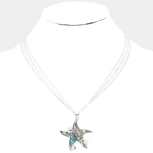 iLLASPARKZ Abalone Starfish Pendant Triple Layered Chain Necklace