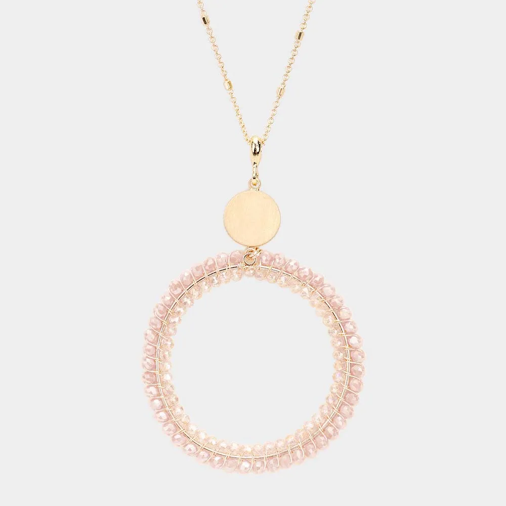 iLLASPARKZ Faceted Bead Open Circle Pendant Long Necklace