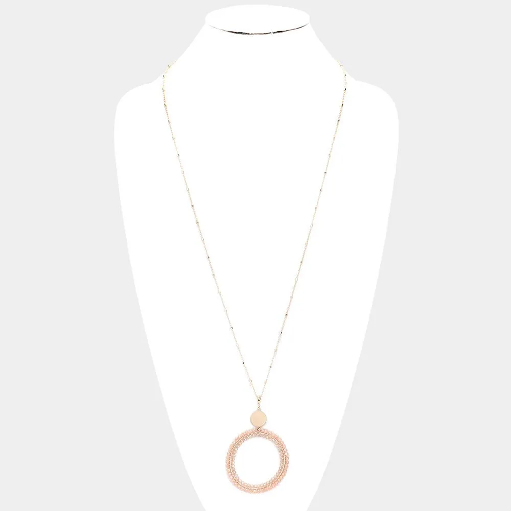 iLLASPARKZ Faceted Bead Open Circle Pendant Long Necklace