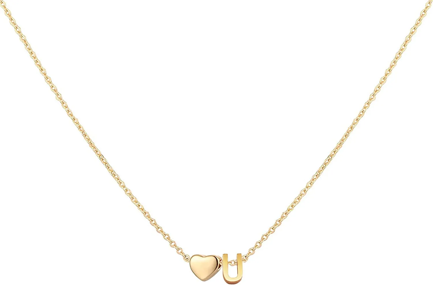 Initial Heart Necklace,18K Gold Plated Stainless Steel Tiny Heart Letter Necklace Personalized Monogram Name Necklace for Women Girls