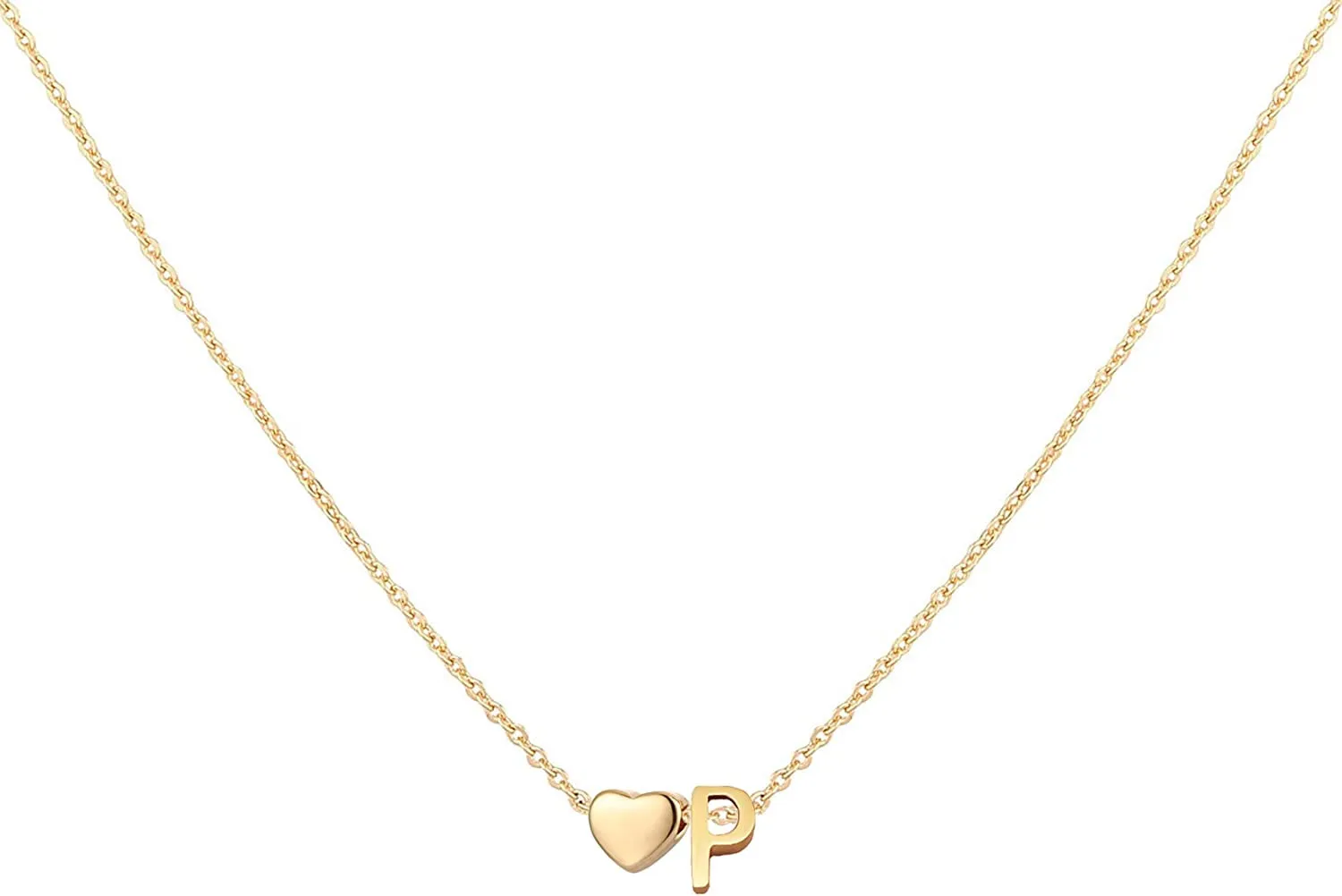 Initial Heart Necklace,18K Gold Plated Stainless Steel Tiny Heart Letter Necklace Personalized Monogram Name Necklace for Women Girls