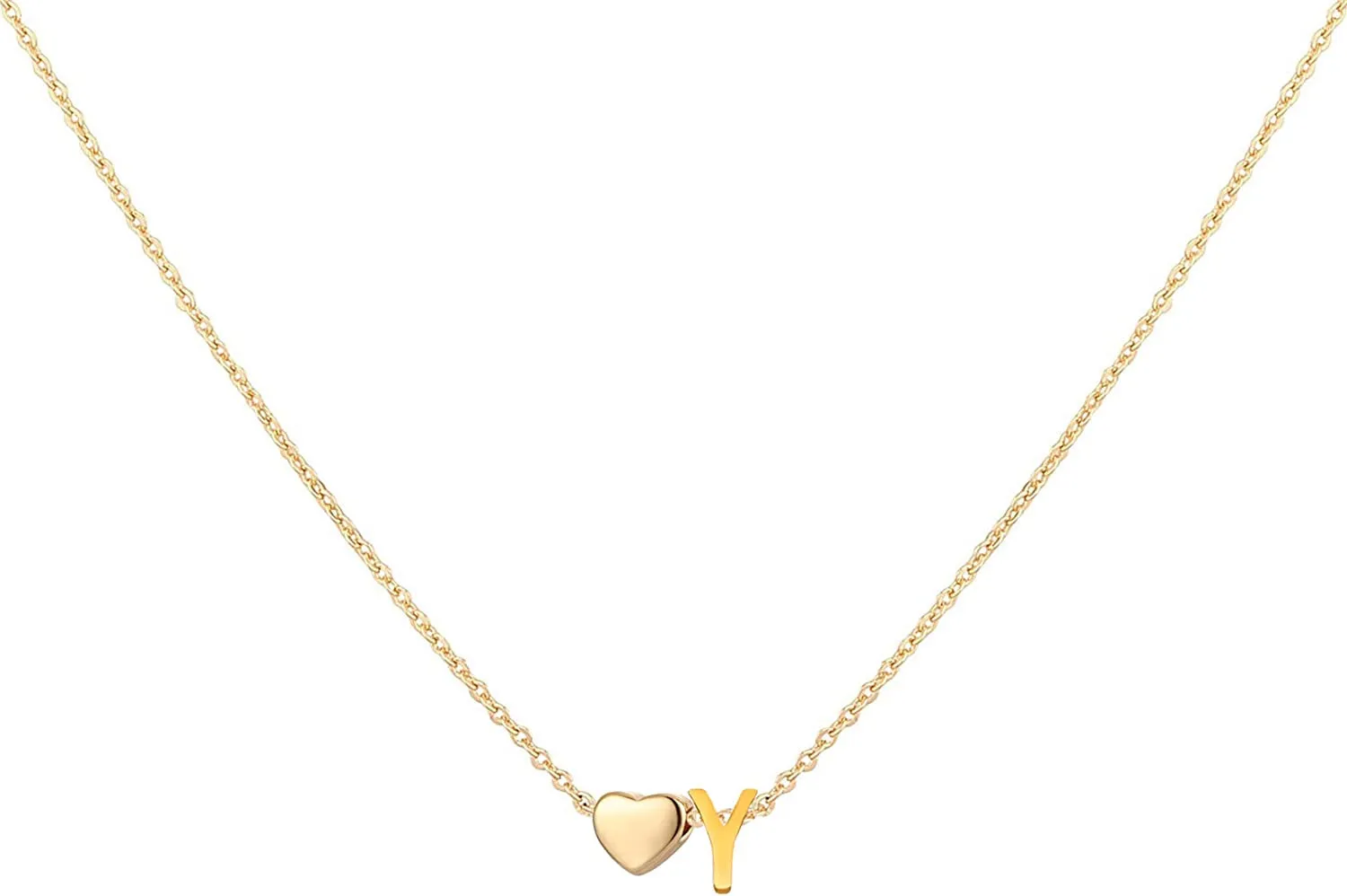 Initial Heart Necklace,18K Gold Plated Stainless Steel Tiny Heart Letter Necklace Personalized Monogram Name Necklace for Women Girls