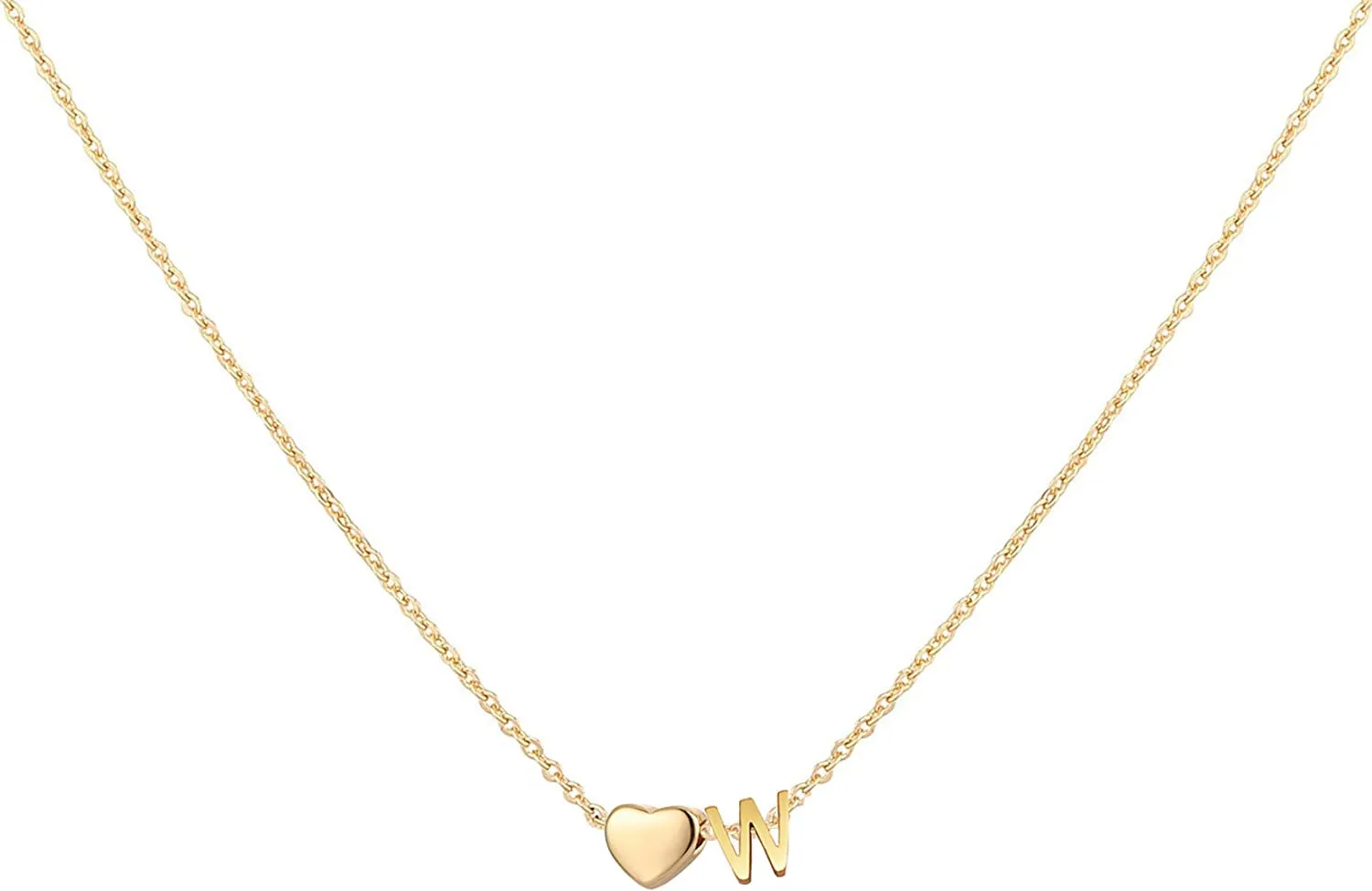 Initial Heart Necklace,18K Gold Plated Stainless Steel Tiny Heart Letter Necklace Personalized Monogram Name Necklace for Women Girls