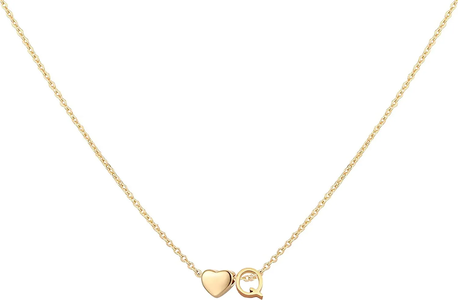 Initial Heart Necklace,18K Gold Plated Stainless Steel Tiny Heart Letter Necklace Personalized Monogram Name Necklace for Women Girls