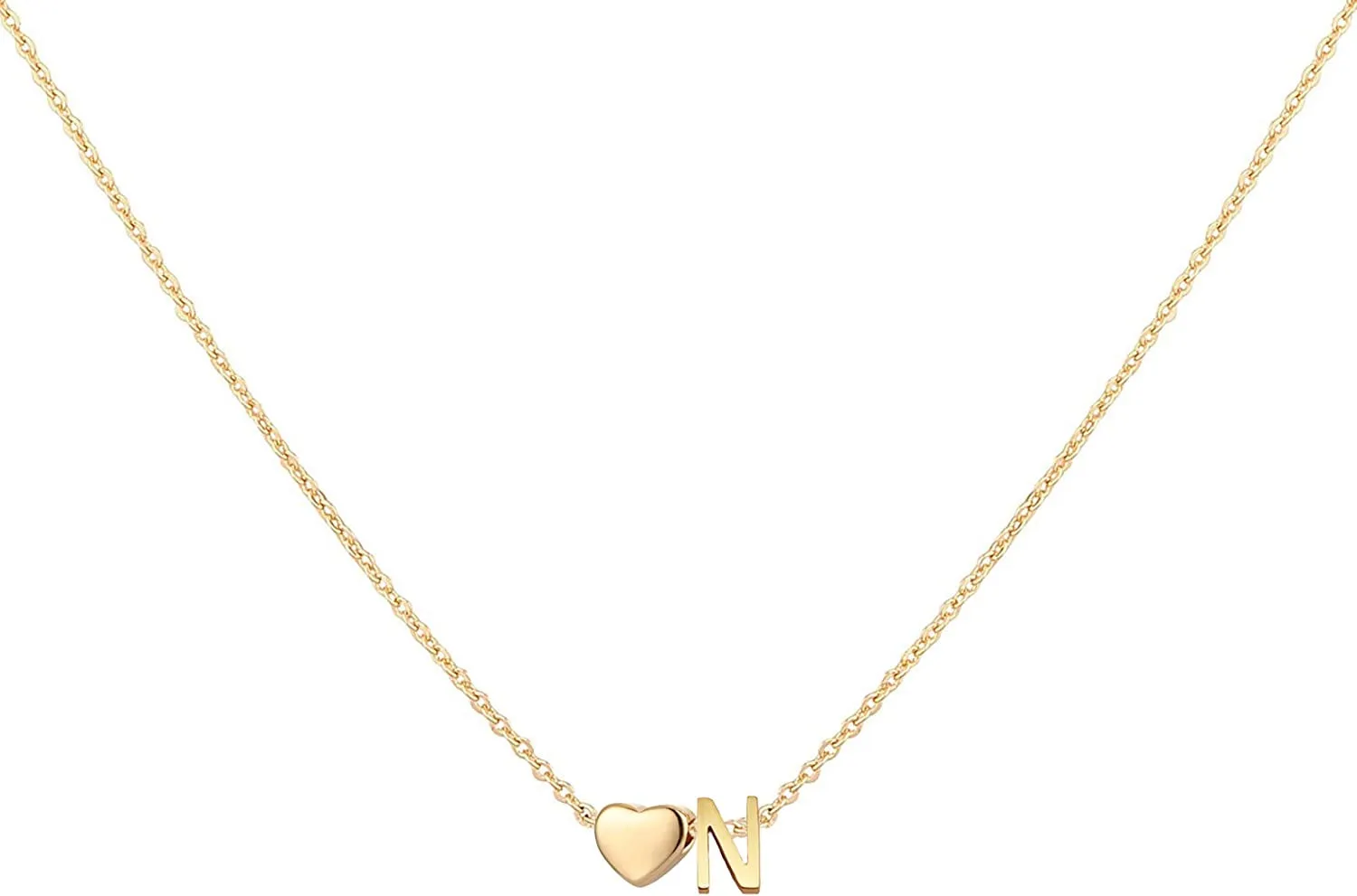 Initial Heart Necklace,18K Gold Plated Stainless Steel Tiny Heart Letter Necklace Personalized Monogram Name Necklace for Women Girls