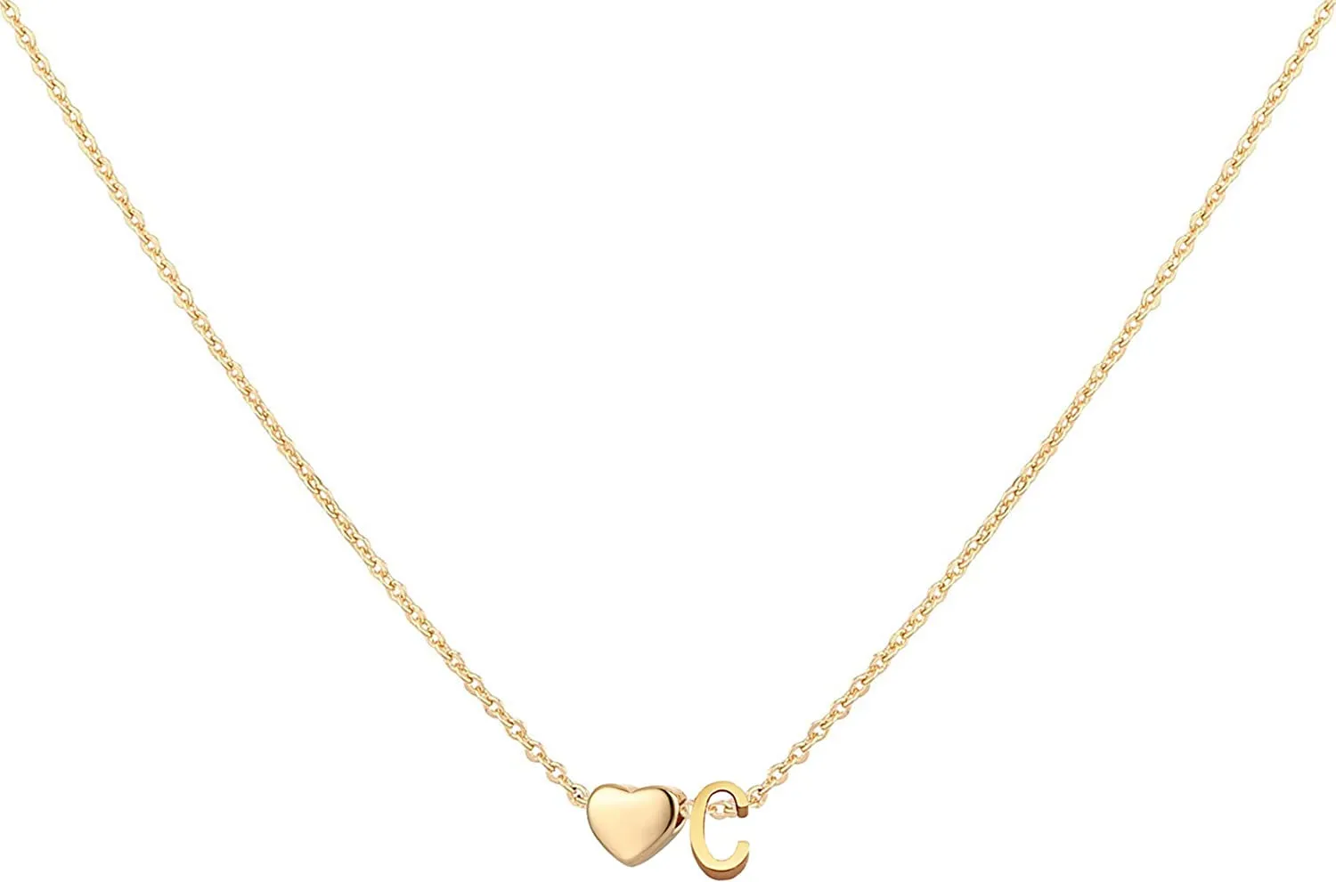 Initial Heart Necklace,18K Gold Plated Stainless Steel Tiny Heart Letter Necklace Personalized Monogram Name Necklace for Women Girls